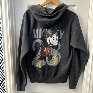 Disney Parks Mickey Mouse 28 Full Zip Hoodie Sweatshirt Adult S Gray